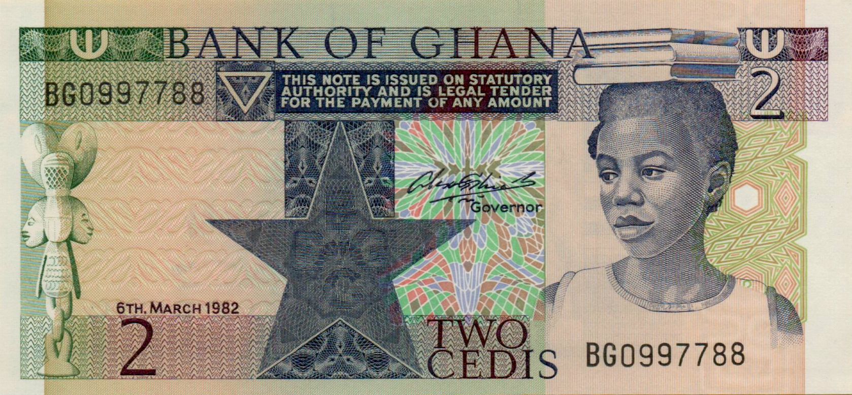 Ghana 2 1982 UNC P-18/d [Serial# 997788]